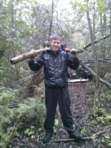 Leo gathering cedars for the woven path