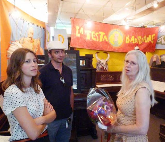 flowers.jpg - Sylvie Smith (l) Stephen Traub and Diana Smith at the opening